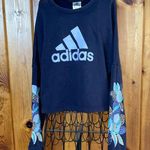 Adidas X Farm Rio Cropped Floral Fleece Logo Sweatshirt Loose Size medium Navy Photo 5