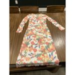 Sonnet James immy floral ribbed Long Sleeve sweater Dress Multicolor long midi S Pink Photo 9