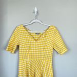 Eshakti Gingham Print Yellow Cotton Midi Dress Size 8 Medium Tea Length Photo 2