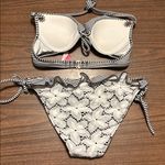 Victoria's Secret  Bombshell Bikini Set 34A Small Black White Floral Lace Photo 1