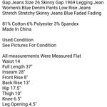  Jeans Size 26 Skinny Gap 1969 Legging Jean Women's Blue Denim Pants Low Rise Jeans  Photo 6