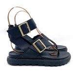 Sorel Roaming T-Strap Buckle Sandals Size 5.5 Black Leather Strappy Rugged Sole Photo 5