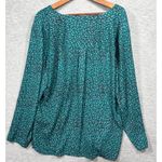 Talbots Womens 2X Blouse Teal Print LongSleeve Relaxed Fit Photo 5