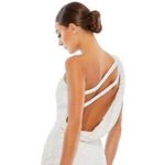 Mac Duggal Size 12 NEW One Shoulder White Sequined Mini Dress 5263 FLAW Photo 3