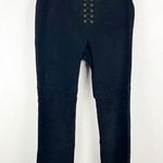 Hugo Buscati Collection Classic Black 100% Leather Front Lace Bootcut Pants 12P Photo 0