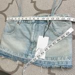 ZARA  Denim Jean Cropped Top Spaghetti Strap Blue Wash  Bloggers Photo 6