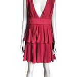 Lulus Lulu’s Red Deep V Pleated Dress Photo 0