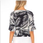 Amuse Society Wrap Top Black White Women’s Size S Palm Leaf Revolve NEW Photo 2