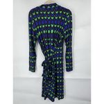 Boden Wrap Midi Dress Women 10 Blue Green Retro Geometric Y2K Mature Preppy Photo 1