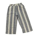 Beach Lunch Lounge Striped Cropped Wide Leg Linen Pants XS Blue White Pull-On Photo 0