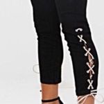 Pretty Little Thing PrettyLittleThings Black Cropped Jeans with White Lace Photo 0