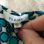 Pleione  Teal White‎ Geometric Print Short Sleeve Scoop Neck Top M Versatile Photo 2