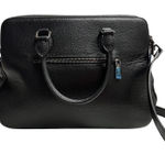 HESHE Women's Pebble Leather Shoulder Tote Bag Black 12X4.5X10 Silver Hardware Photo 0