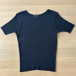 Classiques Entier Vintage  Black Ribbed 100% Silk Top Size L Quiet Luxury Classic Photo 0