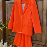 Beulah  neon orange oversized blazer & shorts set S Photo 2