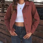 Buttons Red Rounded Collar  Jacket With Pockets Photo 3