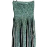 Misha Janelle Green Pleated Metallic Square Neck Sleeveless Midi Dress Size 6 Photo 5