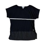 Calvin Klein Black Short Sleeve Layered Round Neck Loose Fit Blouse Sz Medium Photo 7