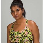 Lululemon NEW  Energy Bra Yellow Black Floral Luxtreme Racerback Sports Bra Sz 4 Photo 7