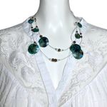 American Vintage Boho Turquoise Multistrand Abalone Shell Illusion Necklace Wire Layered 16-19” Photo 5