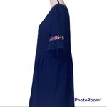 Entro  medium women’s shirt sleeve blue v neck floral embroidered baby doll dress Photo 11