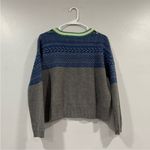 J.Crew The Reeds Fair Isle Crewneck Wool Blend Colorblock Blue/Green/Gray XXS Photo 5