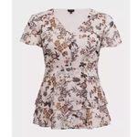 Torrid Blush Pink Floral Chiffon Tiered V Neck Babydoll Top Size 3X Photo 3