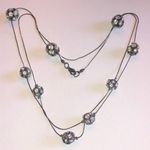 Gunmetal Gray Dark Metal CZ Rhinestone Ball Beaded Chain Boho Necklace Photo 0