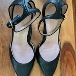 Taryn Rose  Black Leather Ankle Strap Heels Photo 3