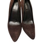 Prada  chocolate brown suede pumps size 38/7.5 leather sole 4” heels Photo 3