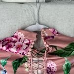 BANJUL Floral Print Mock Neck Lace-Up Back Dress Photo 12