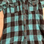 Forever 21 Women’s Small Blue Twenty One Flannel Short Sleeve Button Up Shirt Photo 1