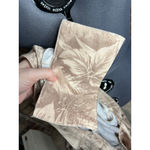 shirt dress jersey knit monochromatic tan brown cream leaf print swing skirt Size 12 Photo 9