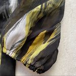 Du Jour Brush Stroke Print Sheer Sleeve Top Green Size 2X Photo 5