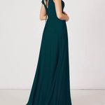 Azazie Teal Maxi Dress with Slit Photo 3
