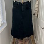 ZARA  High Rise Five Pocket Denim Midi Fishtail Skirt Dark Navy Blue Large Photo 6