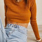 Free People  Movement M Long Sleeve Crop Top Athletic Activewear Casual Shirt Photo 0