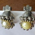 Boutique Vintage Womens Pearl Clip On Earrings with Silver and Gold Accents Photo 12