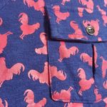 Copper Key Navy Blue Red Rooster Novelty Knit Button Blouse 3/4 Sleeve Size S Photo 3