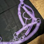 RALPH LAUREN Lightweight 100% Wool Scarf Equestrian Purple‎ Black 25 x 64” A13 Photo 3