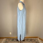 Herman Geist Vintage Icy Baby Blue Linen Maxi Dress Size 6 Sleeveless Collar Photo 5