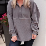 Jadelynn Brooke Club Social/ Waffle Knit Half Zip Oversized Lagenlook M #758 Photo 0