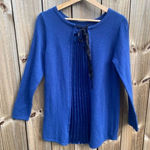 Soft Surroundings  Women's XS Blue Pullover Sweater Tie Neck Long Sleeve Photo 0