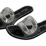 Lauren Lorraine  Jane Slip On Sandal in Black Size 9 NIB Rhinestone Glitter Photo 0