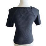 J.Crew NWT- Beautiful black ribbed top, ties in front, has a little stretch, brand new with tags, perfect condition, size small Photo 4