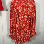 Pink Lily Red Floral Long Sleeve Short Romper Size Medium EUC Photo 7