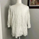 Everly  White Lace Eyelet Open Top Cardigan Sweater Size Large Photo 3
