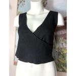 JustFab  Black Ribbed Knit V-Neck Wrap Front Sweater Tank Top XXL Photo 2