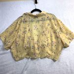 Fashion Bug Vintage 2X Yellow Floral Tie Front Crop Top Cottagecore Boho Retro Photo 3