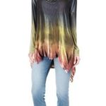 Art of Cloth Ombre Tie Dye Shark Tail Cowl Neck Tunic Yellow Size XS Photo 0